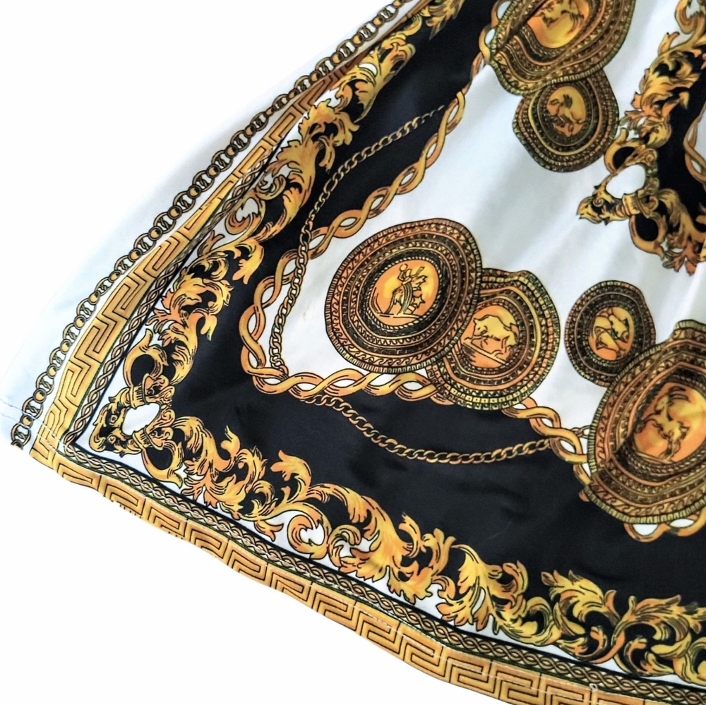 Italian Baroque Medallion Greek Key Mini Strapless Sundress Sz. L - Picture 3 of 7